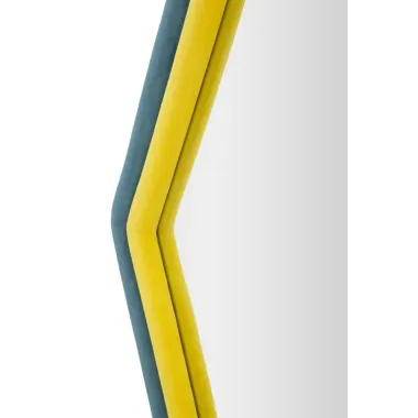 LUSTRO NA ŚCIANĘ TONY Aksamitny Niebieski/Żółty 75X4X80 cm (WYMIARY LUSTRA 58X65 cm)